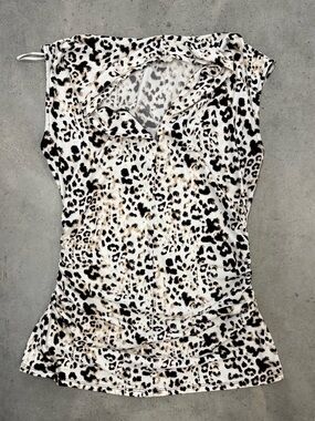 Vince Camuto Leopard Print Sleeveless Ruched Top Size Medium